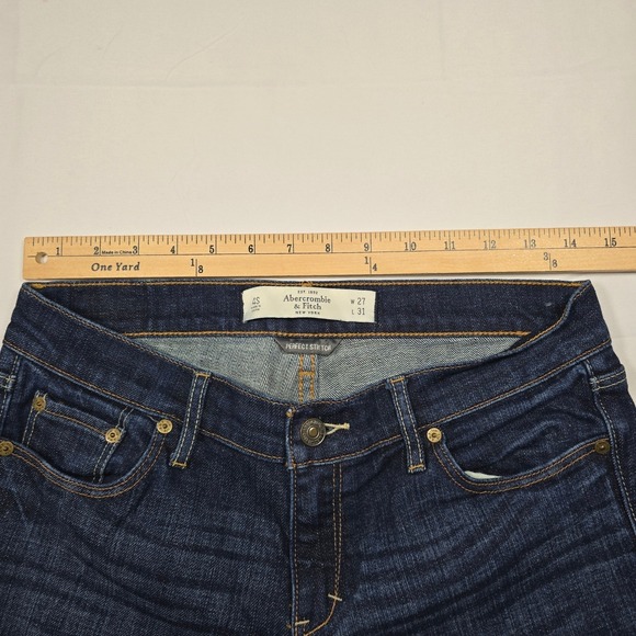 Y2k Abercrombie & Fitch Erin Slim Bootcut Jeans Dark Wash Stretch 4S W27 L31 - Picture 8 of 10